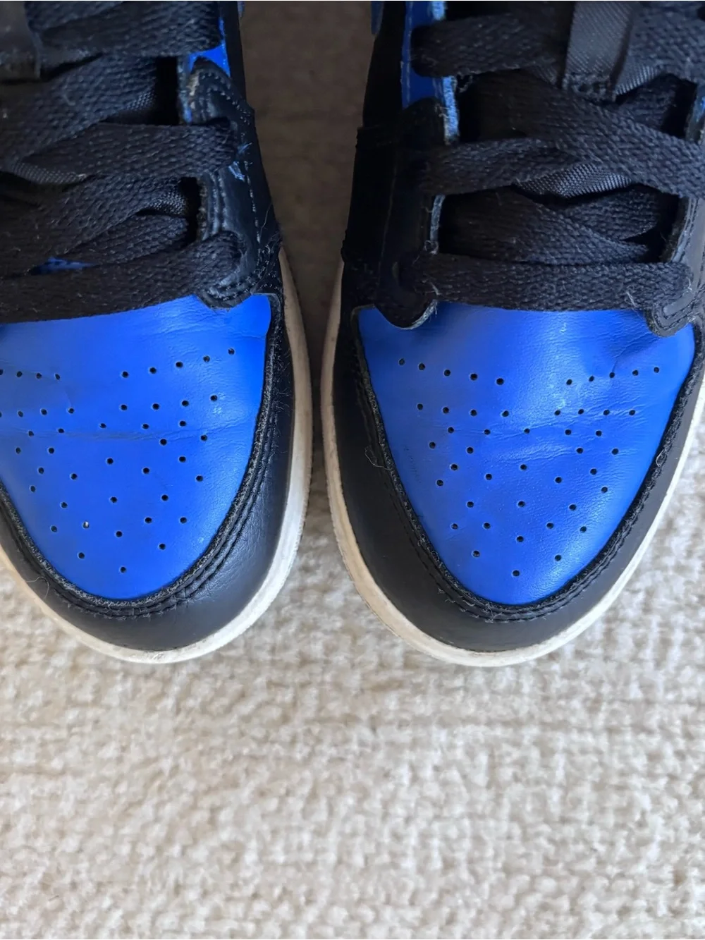 Nike Air Jordan Kids Black and Royal Blue High-Top Sneakers